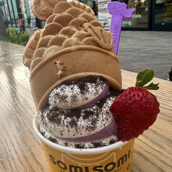 Somisomi - Milk and Ube, Oreo Crumbs, Strawberry - Desserts Near Me - San Diego, California Somisomi - Milk and Ube, Oreo Crumbs, Strawberry - Desserts Near Me - San Diego, California