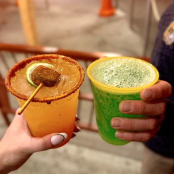 Cozy Cone Motel - Watermelon Chamoy Margarita & Sour Apple Seltzer - Fast Food Near Me - Anaheim, California