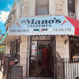 Exterior outside entrance of Mano’s Pizzeria - Scrumptious Pizza - Ridgewood, New York Exterior outside entrance of Mano’s Pizzeria - Scrumptious Pizza - Ridgewood, New York