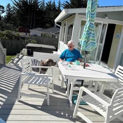 Bay View House - Back deck, hot tub in background