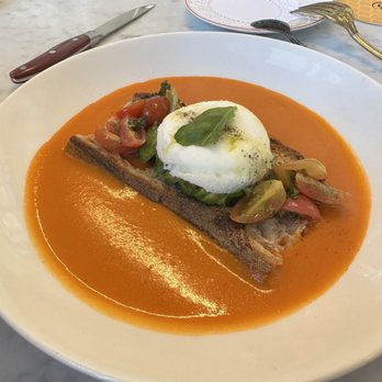 Bianca - Tomato bisque soup with avocado toast - French Near Me - Culver City, California