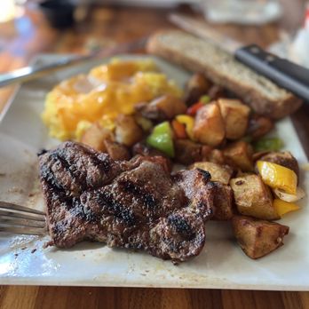 Berries In the Grove - Steak and Eggs Platter (Medium well steak and scrambled egg) the best - New American Near Me - Miami, Florida Berries In the Grove - Steak and Eggs Platter (Medium well steak and scrambled egg) the best - New American Near Me - Miami, Florida