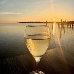 Lazy Days South - Chardonnay pears with sunset. Full service oceanfront bar.