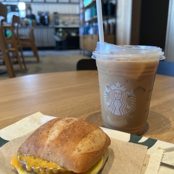 Starbucks - Impossible Breakfast Sandwich & Iced Caramel Latte - Coffee & Tea Near Me - Maple Grove, Minnesota