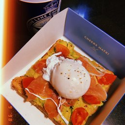 Smashed avocado toast w/ a poached egg (I asked to get it w/o feta cheese) + mocha oat milk latte