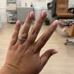 Angel Nails & Spa - Almond shape French manicure. Tips and acrylic dip.