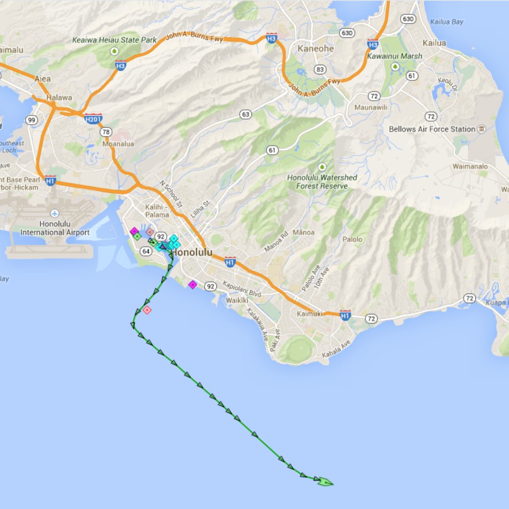 Matson - MV Manoa Voyage 302 track from Honolulu Harbor on 9-29-14 - Shipping Centers Near Me - Honolulu, Hawaii Matson - MV Manoa Voyage 302 track from Honolulu Harbor on 9-29-14 - Shipping Centers Near Me - Honolulu, Hawaii