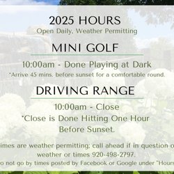 Duck Creek Golf Center - Please do not go by automated hours listed, call us at 920-498-2797 if in question