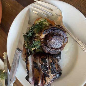 Homer - Wahl grazing lamb w/ ash roasted yams, leek crème fraîche & hazelnut-lamb vinaigrette - Mediterranean Near Me - Seattle, Washington Homer - Wahl grazing lamb w/ ash roasted yams, leek crème fraîche & hazelnut-lamb vinaigrette - Mediterranean Near Me - Seattle, Washington