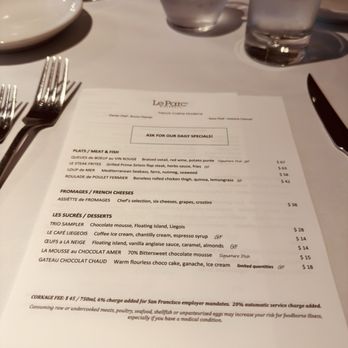 Le Parc Bistrobar - Menu - French Near Me - San Francisco, California