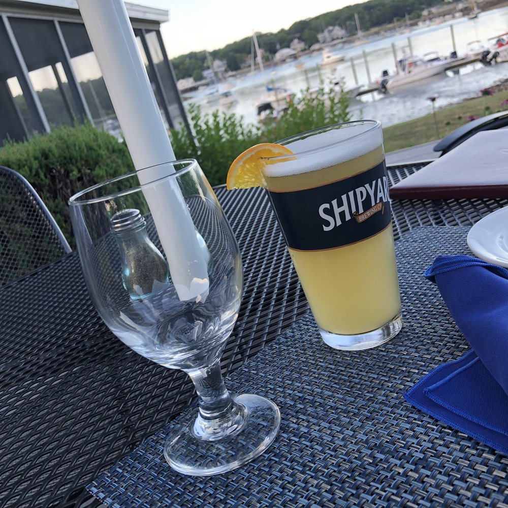 Dockside Restaurant on York Harbor - a glass of beer on a table - Seafood Near Me - York, Maine
