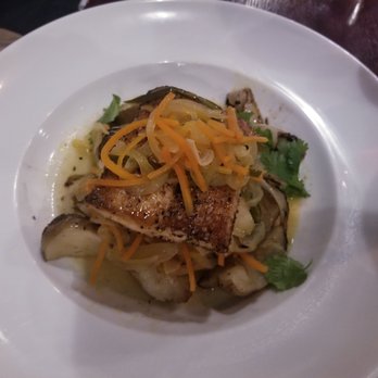 Rappahannock - Wood-Grilled Monkfish with potato puree, Brussel sprouts, pickled cherries and fish caramel. - Bars Near Me - Richmond, Virginia Rappahannock - Wood-Grilled Monkfish with potato puree, Brussel sprouts, pickled cherries and fish caramel. - Bars Near Me - Richmond, Virginia