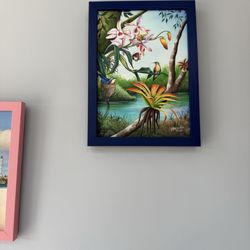 Blue framed Costa Rica art