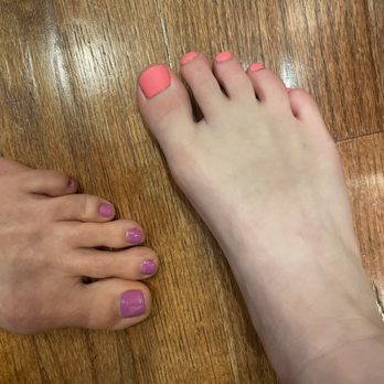 Dream Spa Nail Salon - Purple is regular polish and pink is kids pedi with matte gel. - Nail Salons Near Me - Parker, Colorado
