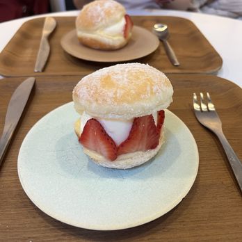 Cafe Knotted Arts District - Strawberry milk cream donut - Donuts Near Me - Los Angeles, California Cafe Knotted Arts District - Strawberry milk cream donut - Donuts Near Me - Los Angeles, California