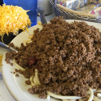Dixon's Famous Chili - Chili over spaghetti with a side of cheese. - Diners Near Me - Independence, Missouri Dixon's Famous Chili - Chili over spaghetti with a side of cheese. - Diners Near Me - Independence, Missouri