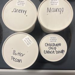 Tastie Cream - Cherry and mango Italian ice cream, Butter pecan and Chocolate chip cookie dough custard