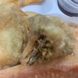 Burnt broccoli tempura Burnt broccoli tempura