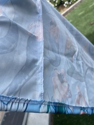Matched stitching across shirt repair