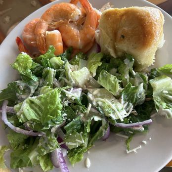 Captain Georges Seafood Restaurant - Caesar salad, steamed shrimp, roll - Seafood Near Me - Virginia Beach, Virginia Captain Georges Seafood Restaurant - Caesar salad, steamed shrimp, roll - Seafood Near Me - Virginia Beach, Virginia