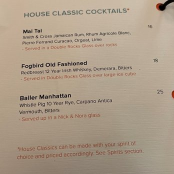 Fogbird - $25 Manhattan???? Am I in Vegas or A club? - Cocktail Bars Near Me - San Mateo, California