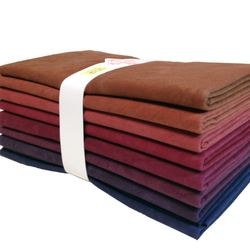 Cherrywood Hand Dyed Fabrics - We call this an "8-step." Each piece in the bundle is a separate, solid color. The gradation has eight colors. Bundles come in 3 sizes.