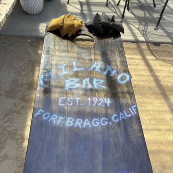 Milano Bar - New cornhole set by Foglife Recycled Creations - Dive Bars Near Me - Fort Bragg, California