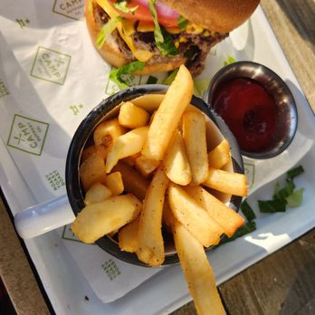Camp Outpost - Camp Burger with a gluten free bun - New American Near Me - San Antonio, Texas
