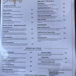Breakfast menu Breakfast menu