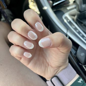 Noire The Nail Bar - White tip with light chrome nails - Nail Salons Near Me - Auburn, Alabama Noire The Nail Bar - White tip with light chrome nails - Nail Salons Near Me - Auburn, Alabama