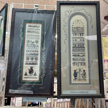 Threadneedle Street - Finished stitch samplers as examples of what finished kits will look like. - Arts & Crafts Near Me - Issaquah, Washington