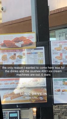 Menu photo 1 Sonic Drive-In Apple Valley, CA