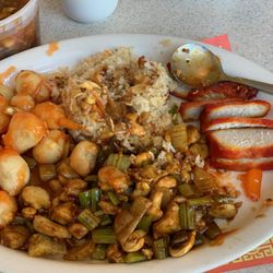 Red Apple - # 8 combo - S&S Pork, Cashew Chicken, pork-fried rice, BBq'd Pork - Hot & Sour soup - Enough for two!