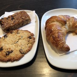 Blom - Oatmeal cookie--not bad. Little hard for me. Granola bar? was yum! Croissant--super yum!