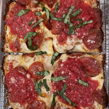 Pangea Kitchen - Gluten free Detroiter Pizza 4 Square - Pizza Near Me - Evansville, Indiana Pangea Kitchen - Gluten free Detroiter Pizza 4 Square - Pizza Near Me - Evansville, Indiana