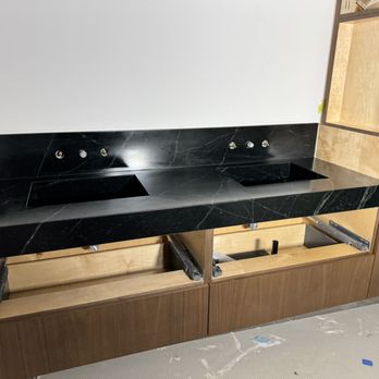 LA Marble And Granite - Soapstone bathroom vanity with ramp sinks -
just installed - Countertop Installation Near Me - San Jose, California LA Marble And Granite - Soapstone bathroom vanity with ramp sinks -
just installed - Countertop Installation Near Me - San Jose, California