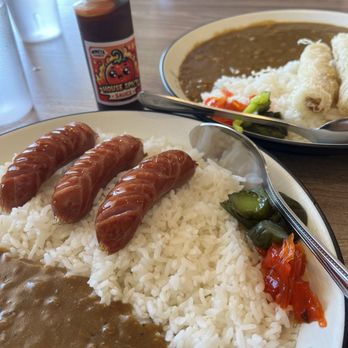Monsta Ramen - Bottom: Kurobuta Sausage Curry Top: Shrimp Spring Roll Curry (Homemade Spicy Sauce) - Japanese Curry Near Me - San Diego, California Monsta Ramen - Bottom: Kurobuta Sausage Curry Top: Shrimp Spring Roll Curry (Homemade Spicy Sauce) - Japanese Curry Near Me - San Diego, California