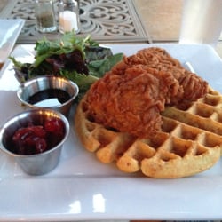 Musekamp's Grill & Pub - Chicken and waffles. Side salad was good too.