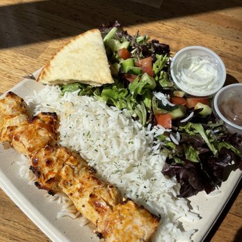 Luna Grill Market Place - Chicken kabob plate - Greek Near Me - Irvine, California Luna Grill Market Place - Chicken kabob plate - Greek Near Me - Irvine, California