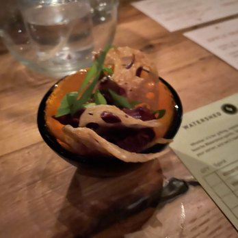 Watershed Kitchen & Bar - Lotus chips with some kind of thick stuff. Dont - Cocktail Bars Near Me - Columbus, Ohio Watershed Kitchen & Bar - Lotus chips with some kind of thick stuff. Dont - Cocktail Bars Near Me - Columbus, Ohio