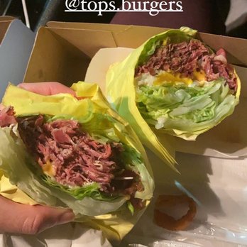 Tops Burgers - * KETO * Lettuce wrapped Pastrami with two eggs, cheese, and pickles - Burgers Near Me - Pasadena, California Tops Burgers - * KETO * Lettuce wrapped Pastrami with two eggs, cheese, and pickles - Burgers Near Me - Pasadena, California