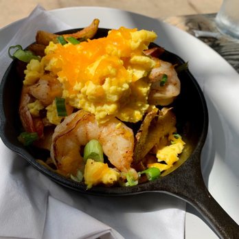 Poach Social - Breakfast Potato Skillet with shrimp - Breakfast & Brunch Near Me - Atlanta, Georgia Poach Social - Breakfast Potato Skillet with shrimp - Breakfast & Brunch Near Me - Atlanta, Georgia