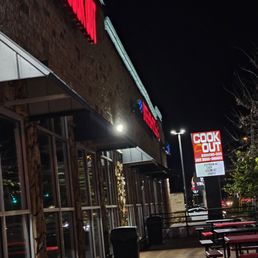 Exterior outside entrance of Cook Out - The outside seating area to enjoy your food outside when the weather permits. - Roanoke, Virginia Exterior outside entrance of Cook Out - The outside seating area to enjoy your food outside when the weather permits. - Roanoke, Virginia