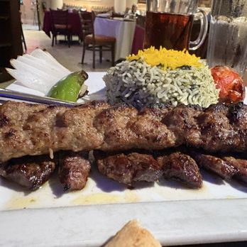 Cafe Caspian - Beef Soltani plate - Persian/Iranian Near Me - Houston, Texas