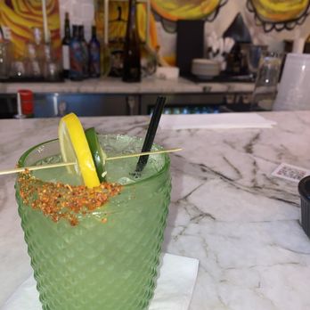 Little Tijuana - jalapeño margarita with tajin and sugar rim - Lounges Near Me - Newark, New Jersey Little Tijuana - jalapeño margarita with tajin and sugar rim - Lounges Near Me - Newark, New Jersey