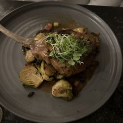 Grilled pork chop with Brussel sprouts