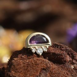 JuL Head Piercing - Melody by Modern Mood Body Jewelry featuring Amethyst and Diamonds. Available in studio and JuLhead.com