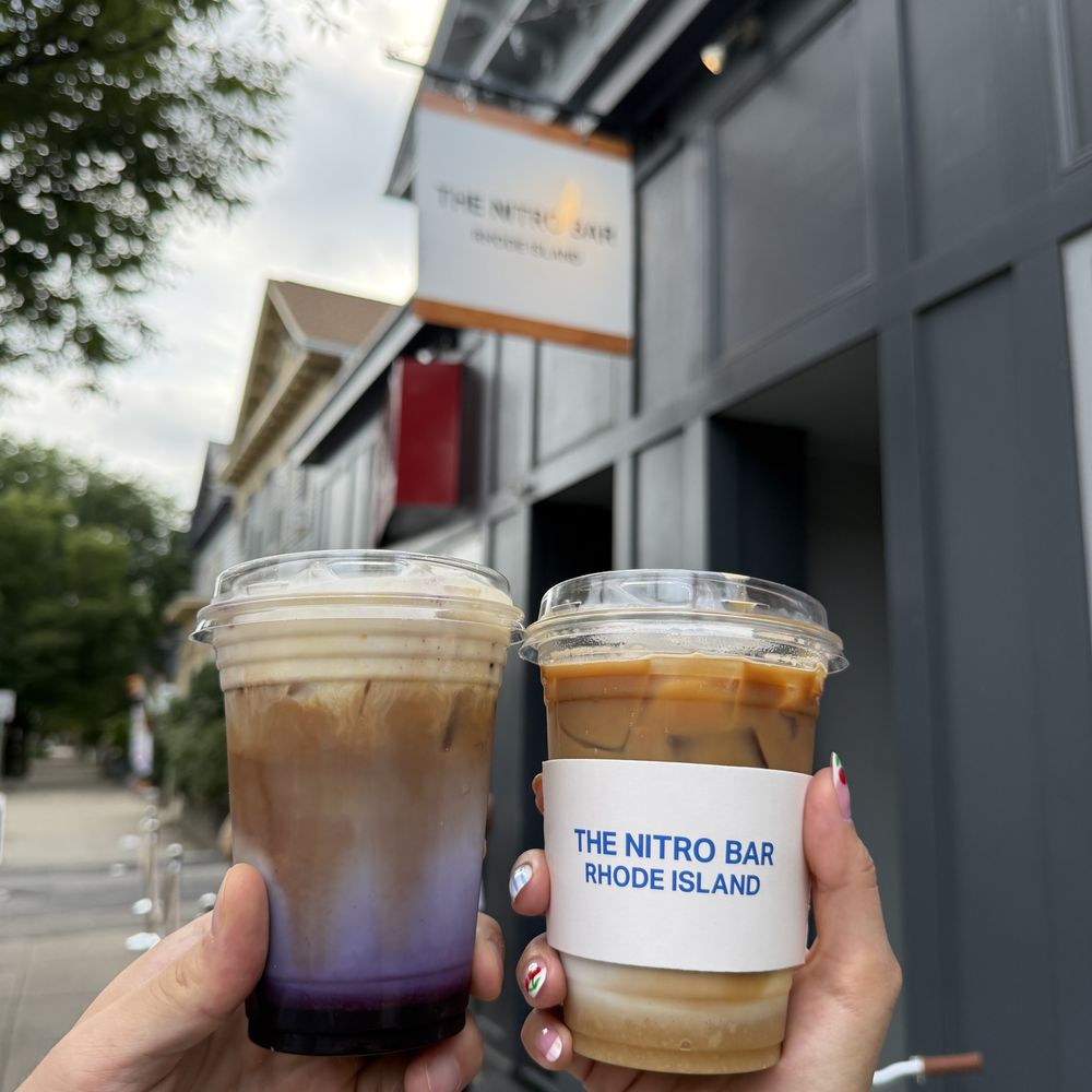 The Nitro Bar- Providence - Iced Blueberry Vanilla Bean Float Latte (~$9) & Iced Caramelized Banana Latte (~$7) - Coffee & Tea Near Me - Providence, Rhode Island The Nitro Bar- Providence - Iced Blueberry Vanilla Bean Float Latte (~$9) & Iced Caramelized Banana Latte (~$7) - Coffee & Tea Near Me - Providence, Rhode Island