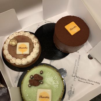 La Maison Navarre - Top left: Pear Hazelnut Tart 8/10 Bott left: Chocolate Pistachio Tart 9/10 Top right: Royal au Choclat 10/10 - Bakeries Near Me - Portsmouth, New Hampshire