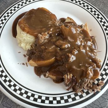 Local Diner - Open faced Pot Roast Sandwich with Mashed Potatoes and Gravy - Breakfast & Brunch Near Me - Coppell, Texas